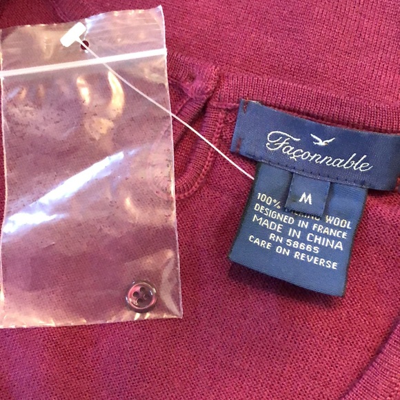 Faconnable Bordeaux argyle detail center front sleeveless top, tank coordinate - Picture 6 of 7